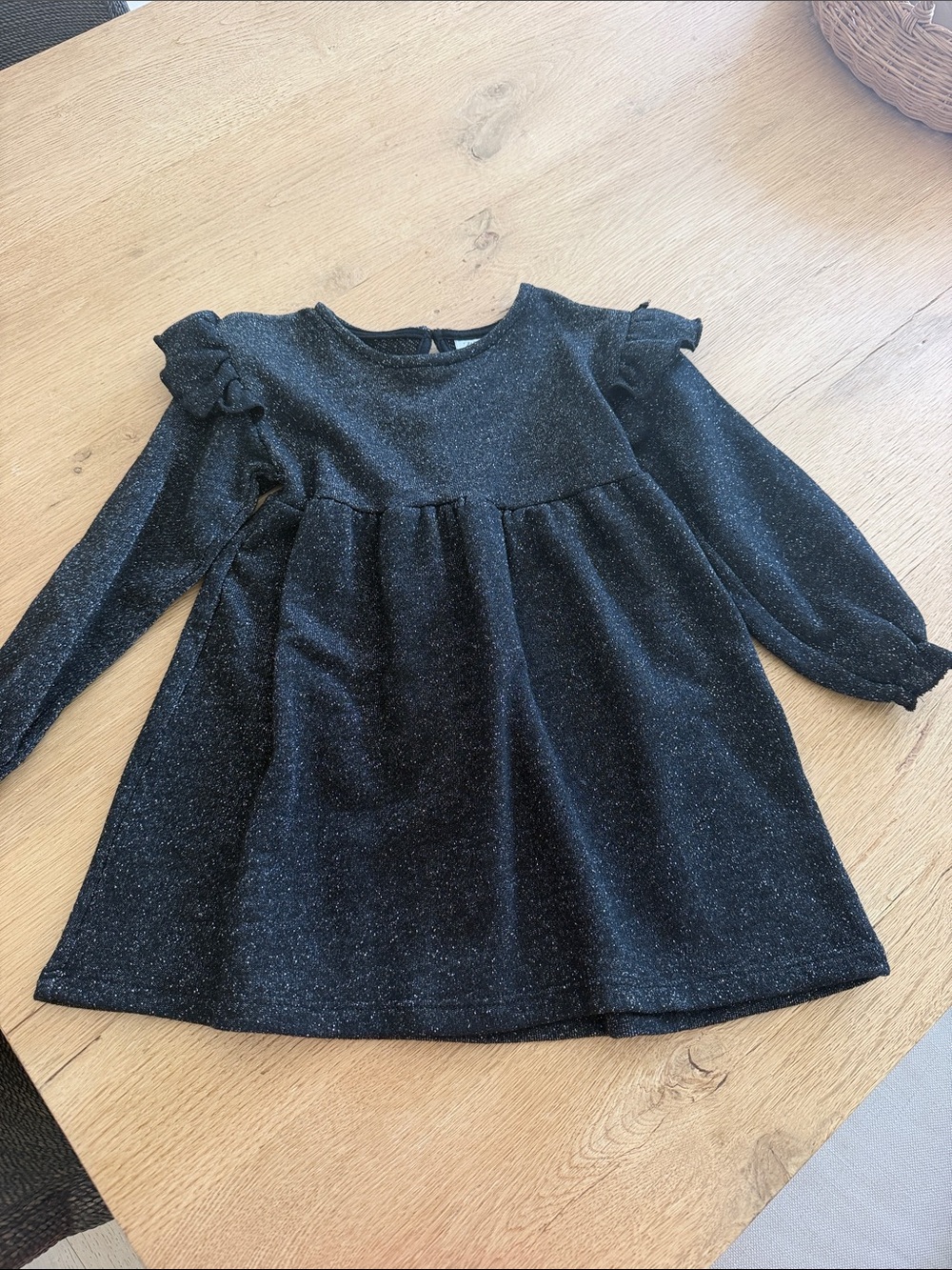 Zara Black Glitter Long Sleeve Girls Formal Dress